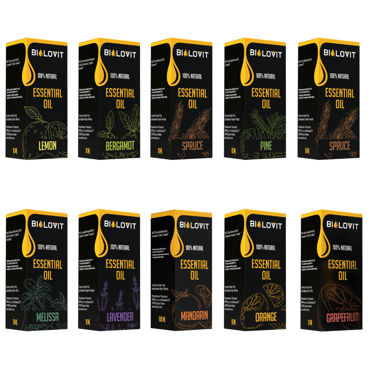 Bilovit Essential Oil Set, 10 Pieces - 10 ml