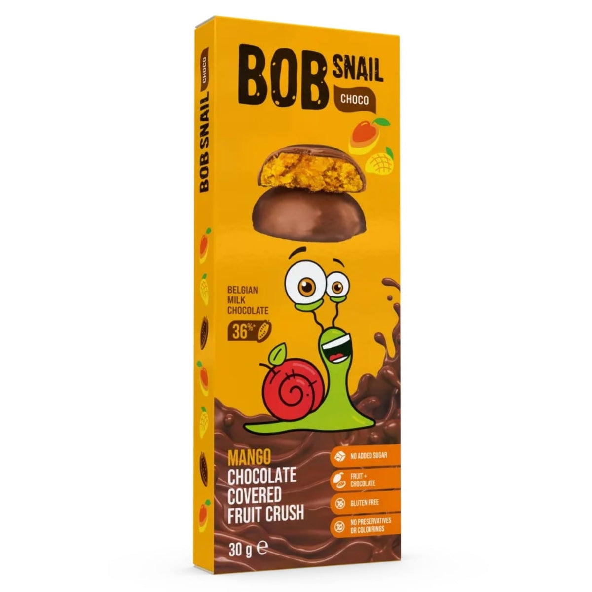 Bob Snail Mango Snack in Belgian Chocolate, Sugar-Free - 30 g