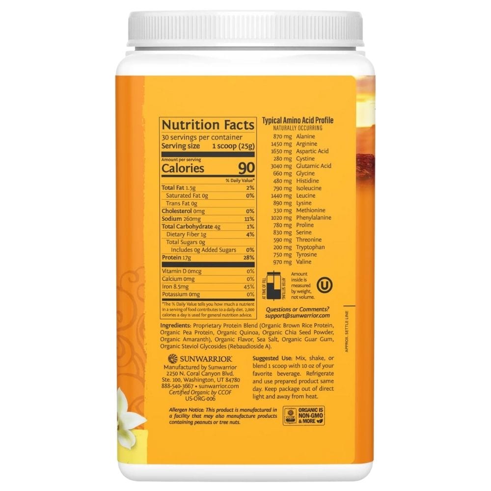 Sunwarrior Classic Plus Protein, Plant Protein, Vanilla - 750 g