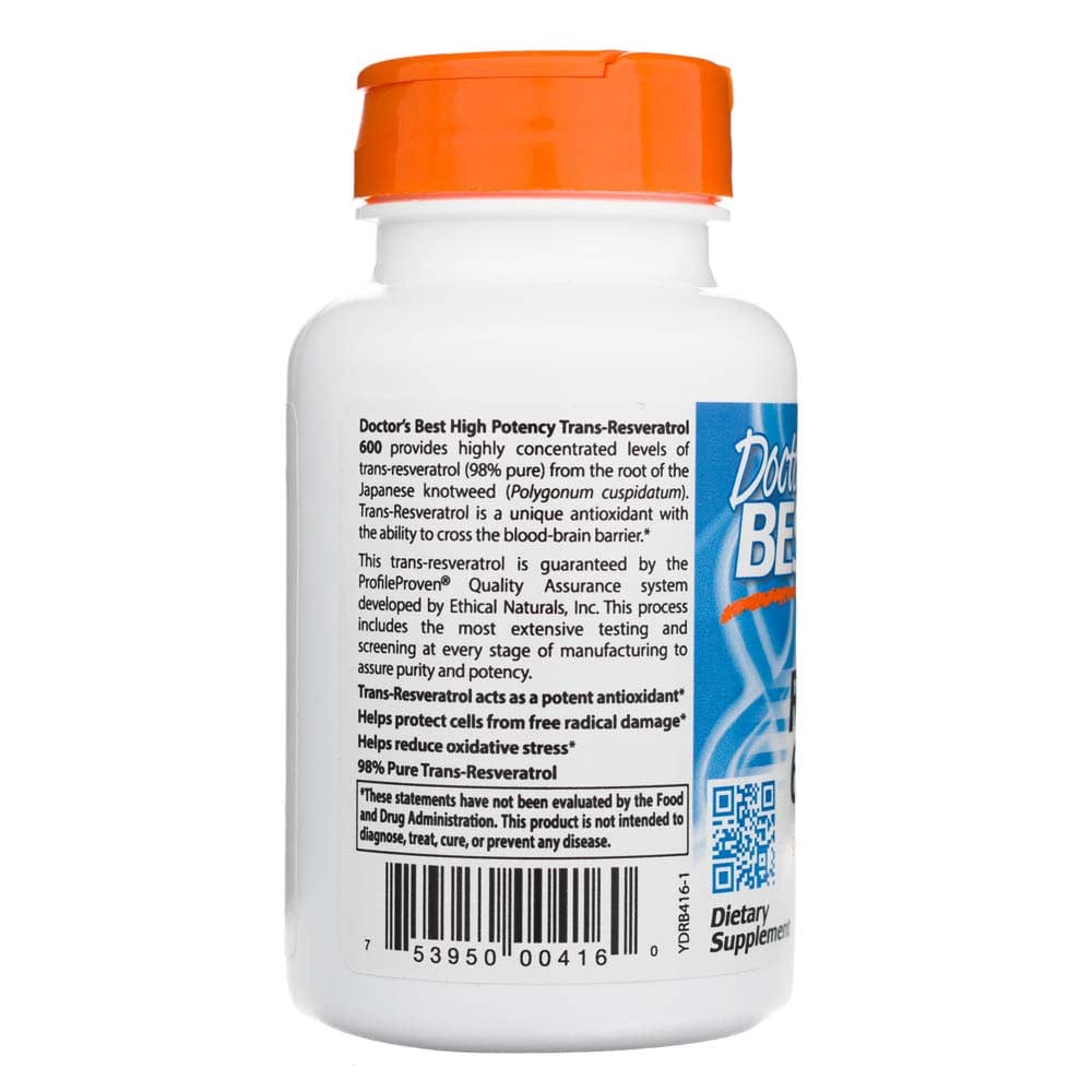 Doctor's Best High Potency Trans-Resveratrol 600 mg - 60 Veg Capsules