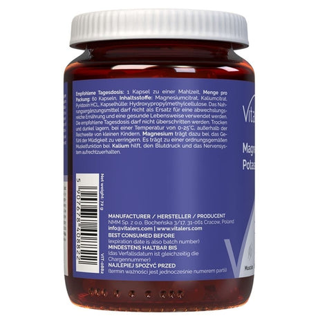 Vitaler's Magnézium 100 mg + Kálium 150 mg + B6-vitamin 6 mg - 60 kapszula