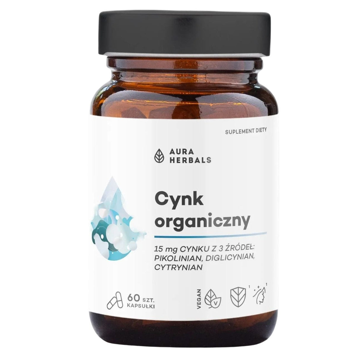 Aura Herbals Organic Zinc 15 mg - 60 Capsules