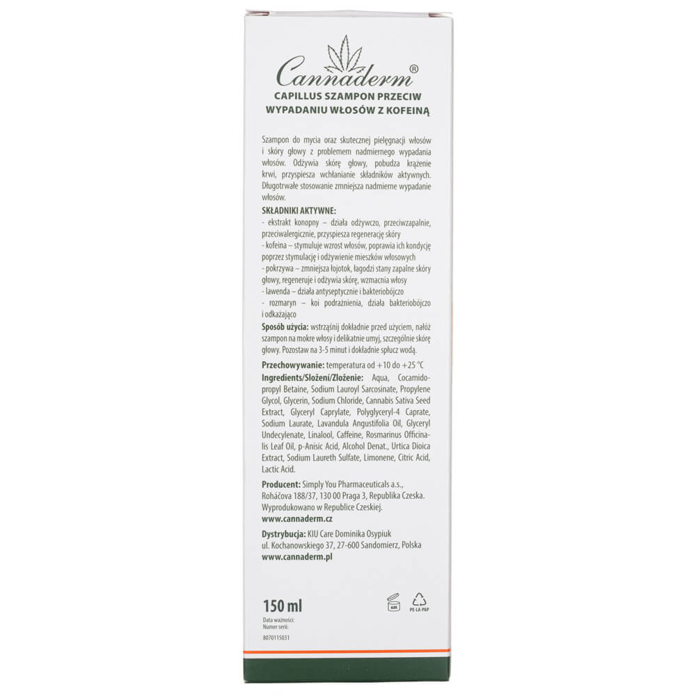 Cannaderm Capillus Shampoo Against Hair Loss with Caffeine -150 ml