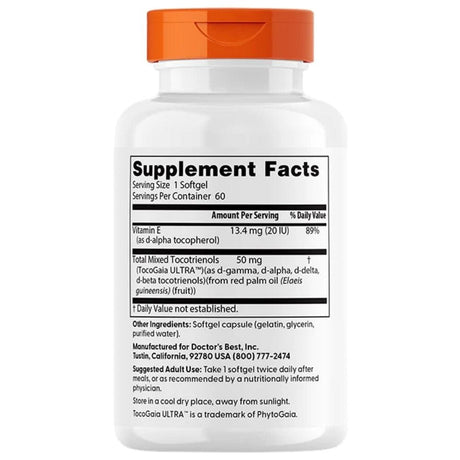 Doctor's Best Vitamin E Tocotrienols 50 mg - 60 Capsules