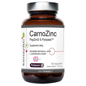 Kenay CarnoZinc PepZinGI & Pylopass®, Zinc, L-Carnosine and Probiotic - 60 Capsules
