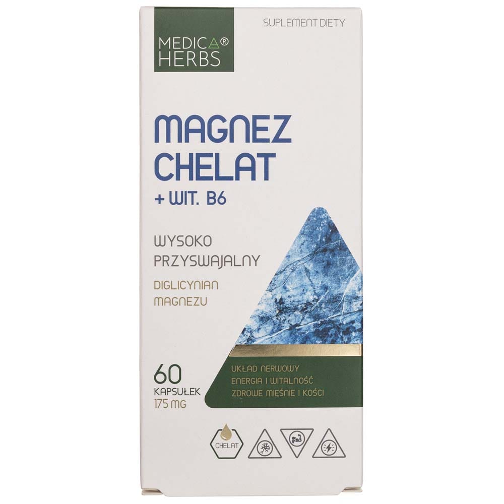 Medica Herbs Chelated Magnesium + Vitamin B6 - 60 Capsules