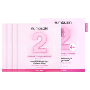 Numbuzin No.2 Rose PDRN Overnight Collagen Mask - 4 Pieces