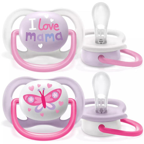 Philips Avent Ultra Air Pacifier, 0-6 Months, Girl - 2 Pieces