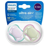 Philips Avent Ultra Air Pacifier, 0-6 Months, Girl - 2 Pieces