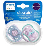 Philips Avent Ultra Air Pacifier, 6-18 Months, Girl - 2 Pieces