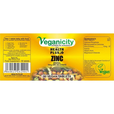 Veganicity Zinc 10 mg - 90 Tablets