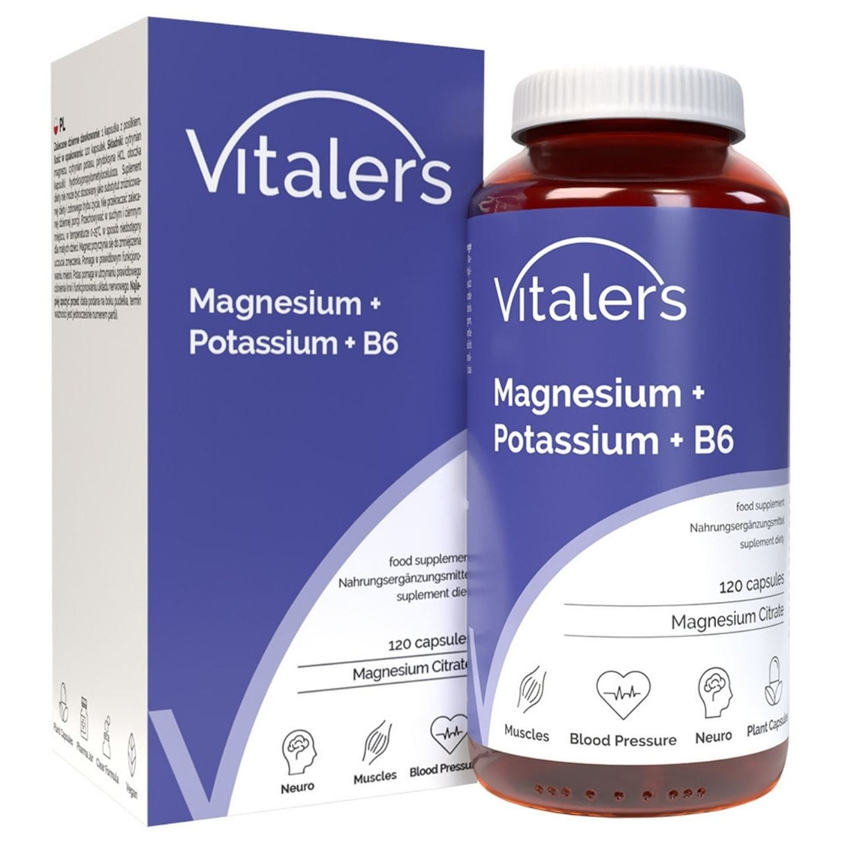 Vitaler's Magnesium 100 mg + Potassium 150 mg + B6 6 mg - 120 Capsules