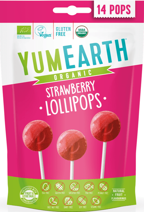 YumEarth Strawberry Lollipops - 14 Pieces