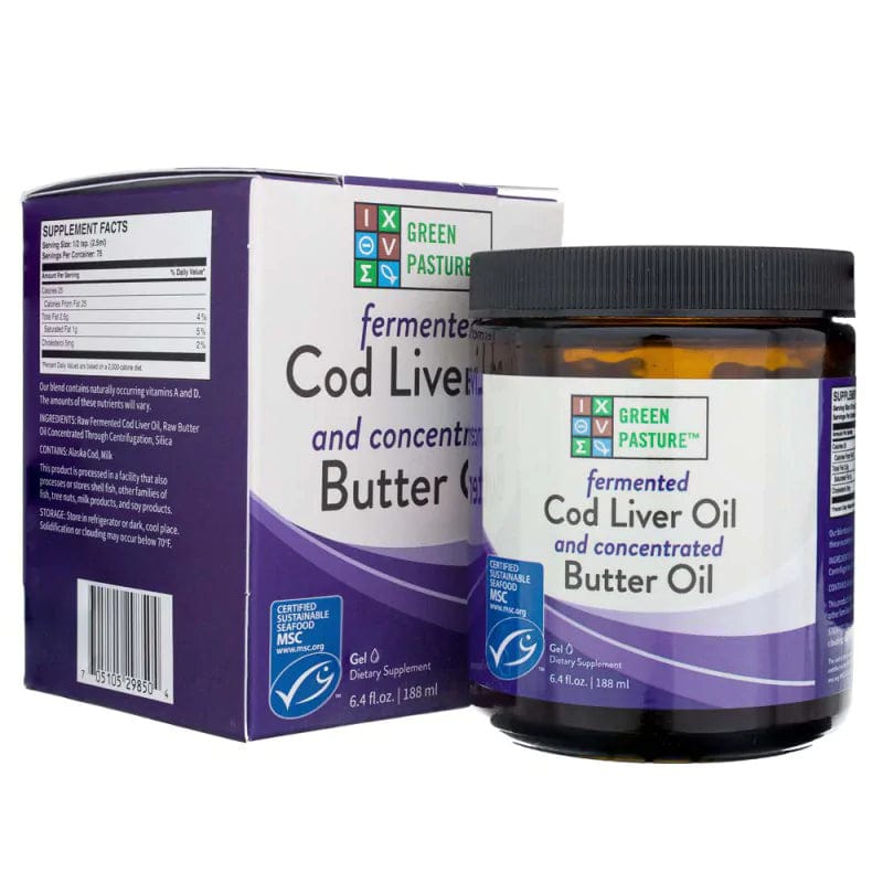 Green Pasture Fermented Cod Liver Oil And Concentrated Butter Oil Blend, Gel - 188 ml