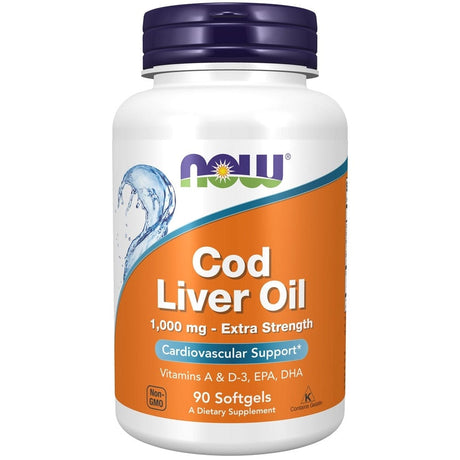 Now Foods Cod Liver Oil, Extra Strength 1000 mg - 90 Softgels